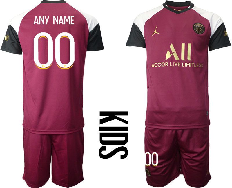 Youth 2020-2021 club Paris St German away customized red Soccer Jerseys->paris st german jersey->Soccer Club Jersey